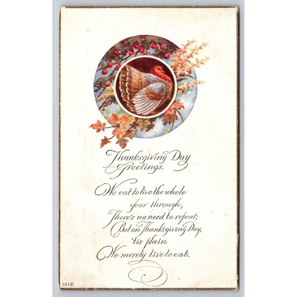 Postcard Thanksgiving Day Greetings Turkey Posted Ohio Wooster 1924 Stamp VTG - Picture 1 of 2